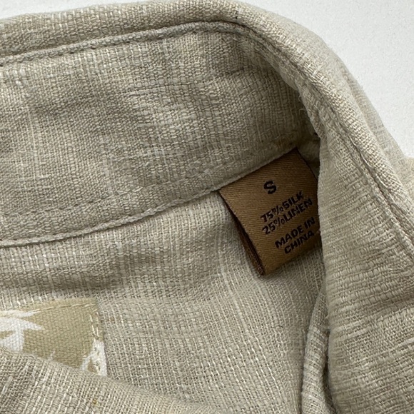Tasso Elba Silk Linen Men's Shirt Short Sleeve Button Down Size Small Tan - Picture 7 of 9